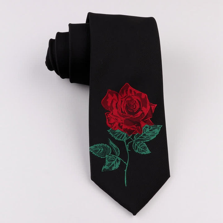 Cravate noire brodée rose bleue Enchantress pour homme