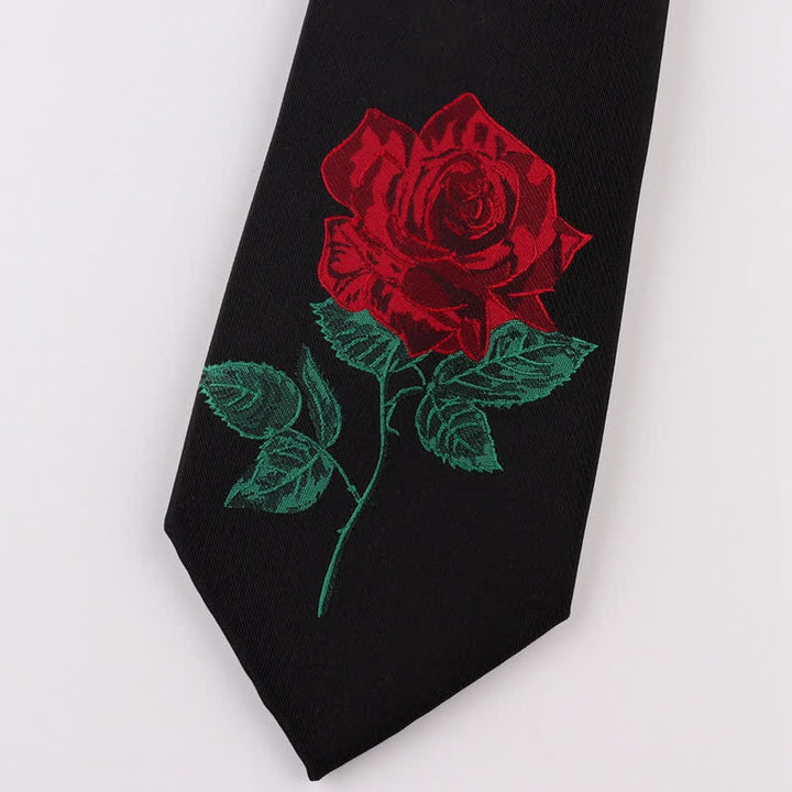 Cravate noire brodée rose bleue Enchantress pour homme