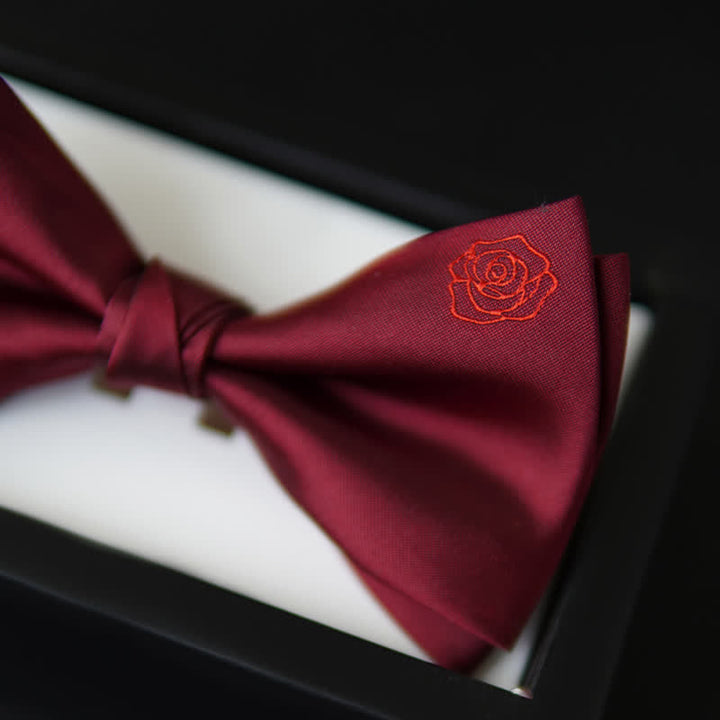 Nœud papillon mouchoir brodé rose bordeaux pour homme