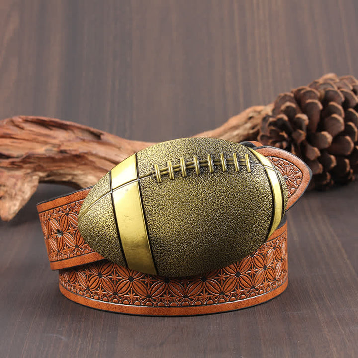 Ceinture en cuir avec boucle fantaisie de football américain