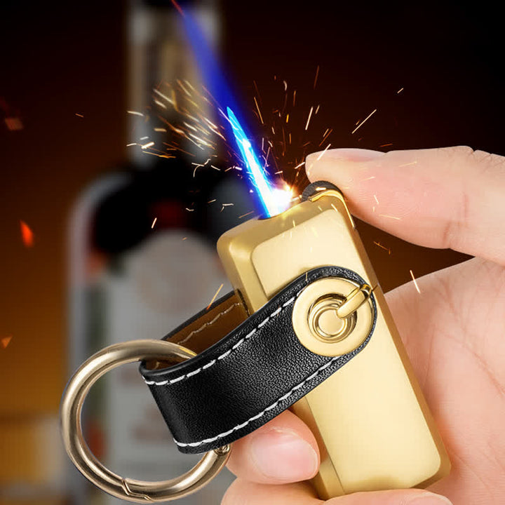 Mini porte-clés pendentif briquet butane rechargeable classique - image 1