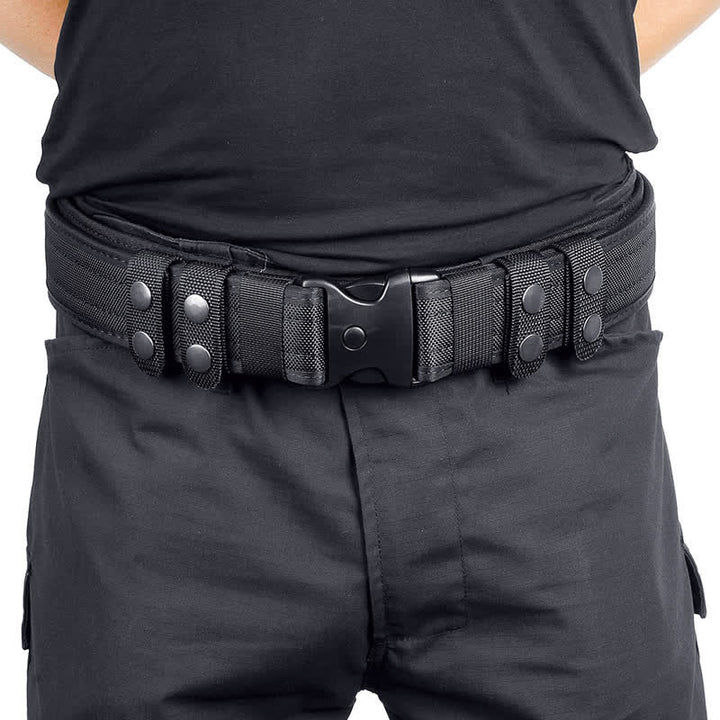Ceinture tactique en cuir Oxford à dégagement rapide pour homme noire