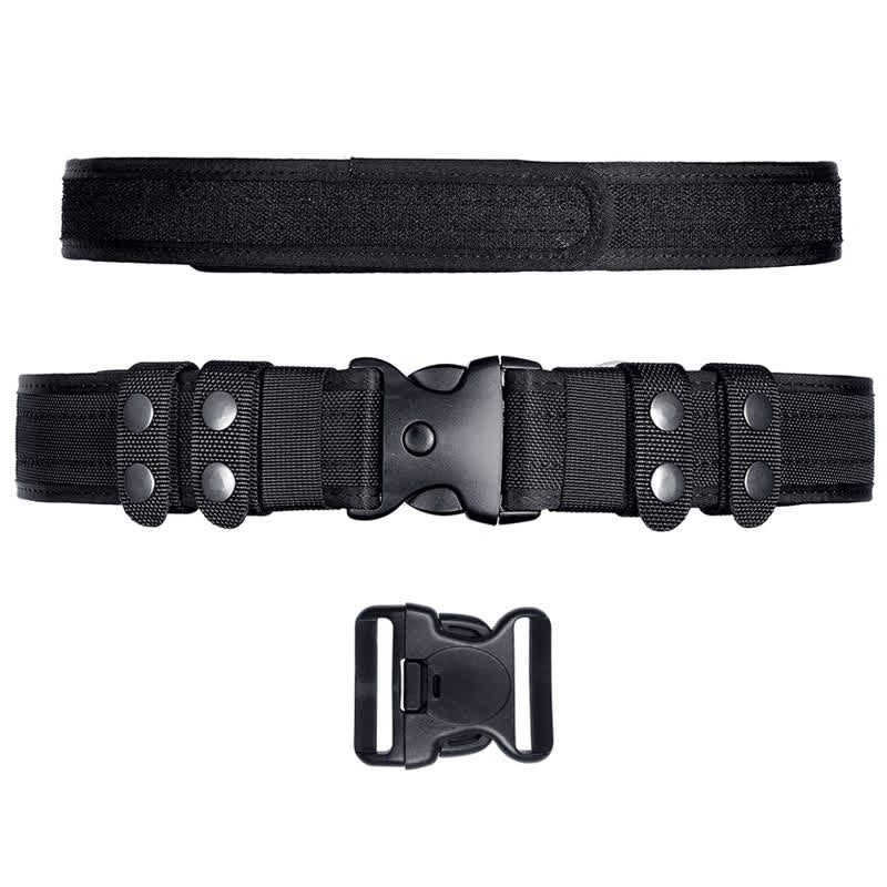 Ceinture tactique en cuir Oxford à dégagement rapide pour homme noire
