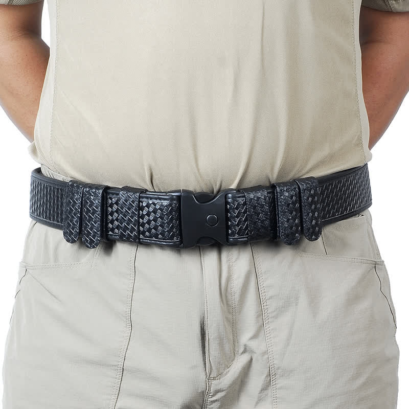 Ceinture tactique en cuir Oxford à dégagement rapide pour homme noire - Cuir gaufré - 2XL (58") - image 5