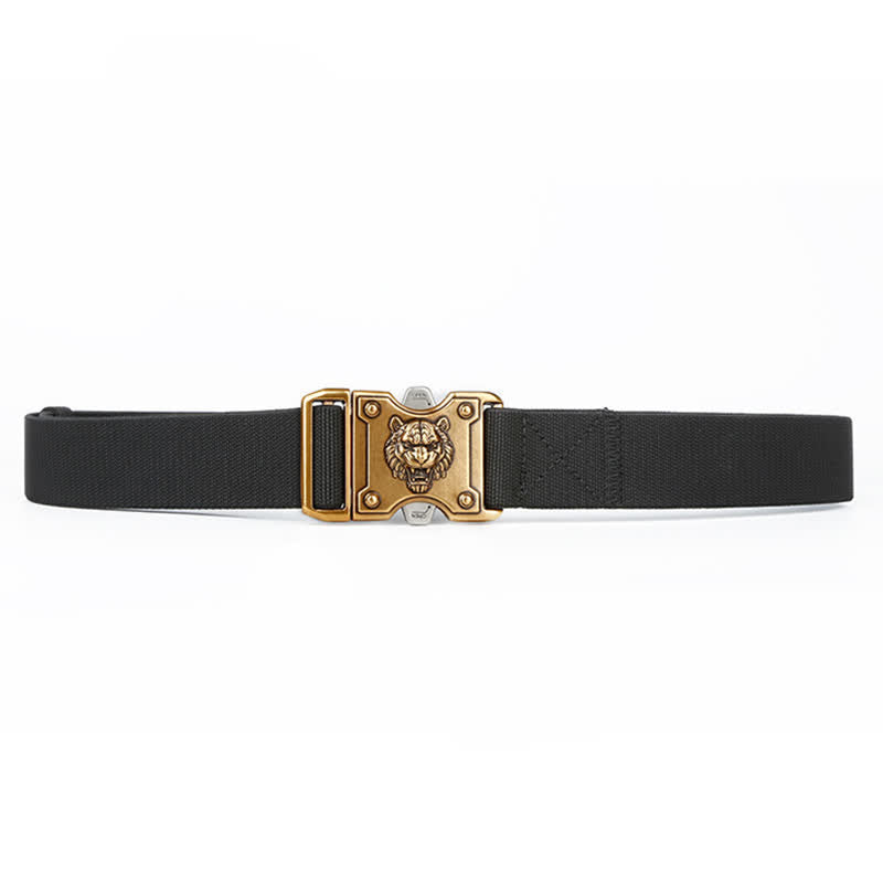 Ceinture en nylon à double fente et boucle à dégagement rapide pour homme avec motif tigre doré