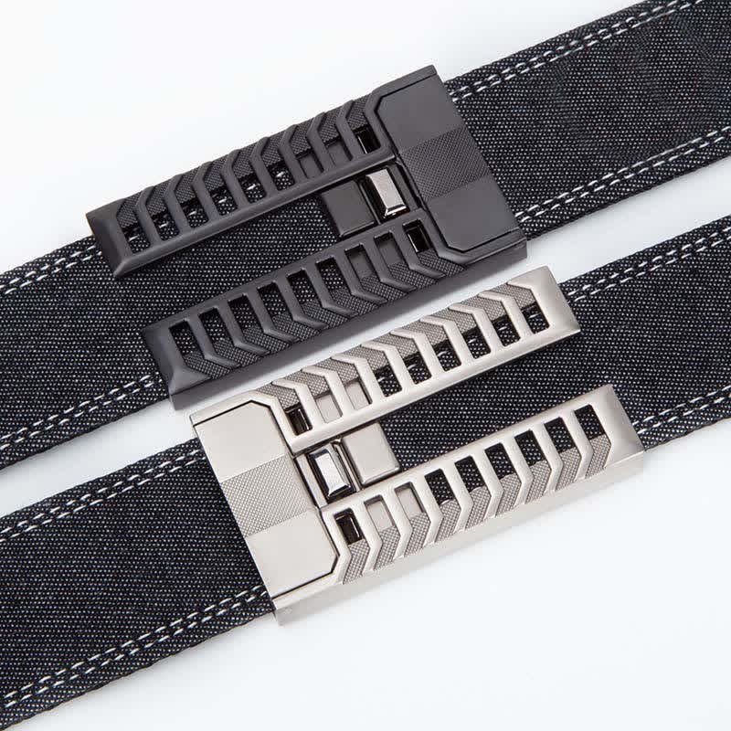 Ceinture en tissu denim à boucle automatique réglable pour homme