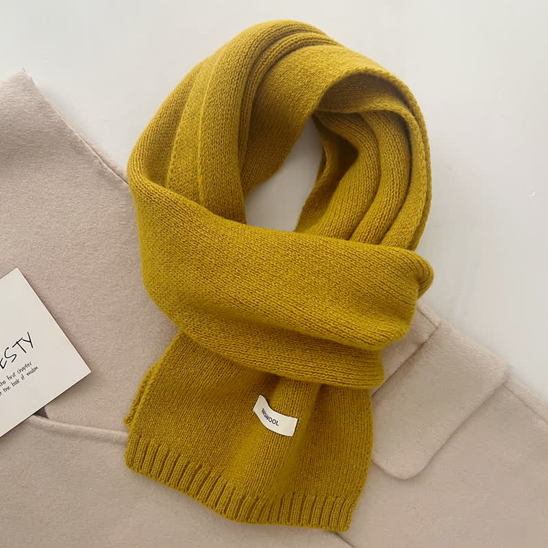 Écharpe unisexe classique en laine tricotée de couleur unie