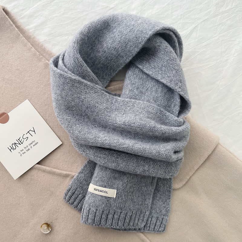 Écharpe unisexe classique en laine tricotée de couleur unie