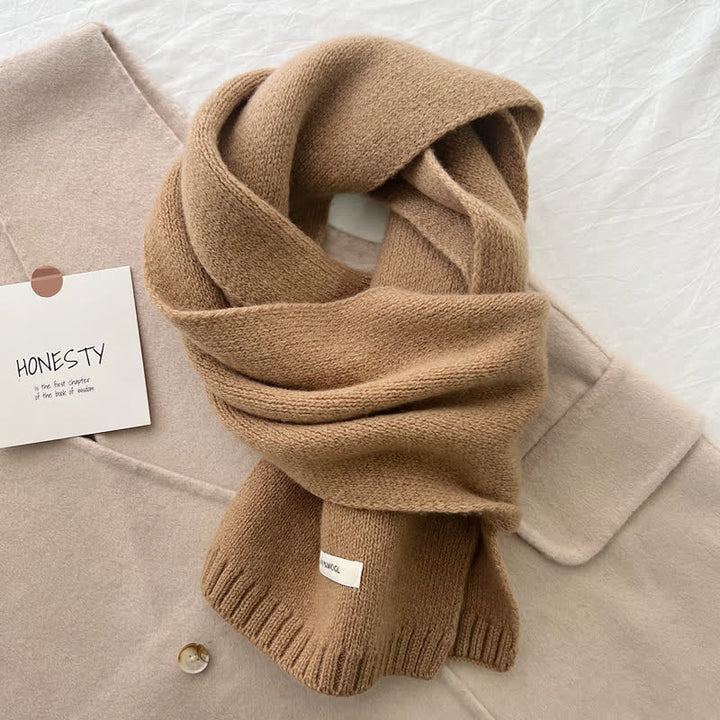 Écharpe unisexe classique en laine tricotée de couleur unie