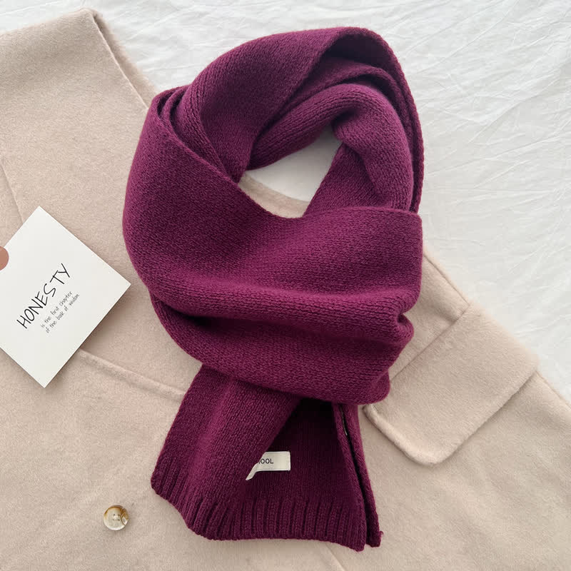 Écharpe unisexe classique en laine tricotée de couleur unie