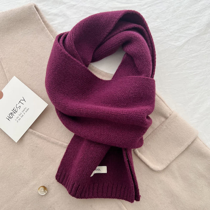 Écharpe unisexe classique en laine tricotée de couleur unie