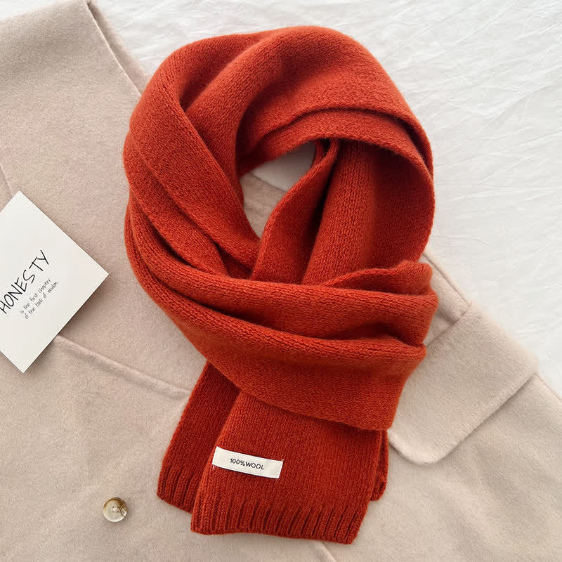 Écharpe unisexe classique en laine tricotée de couleur unie