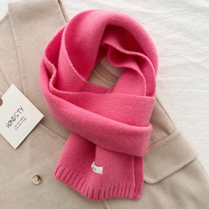 Écharpe unisexe classique en laine tricotée de couleur unie
