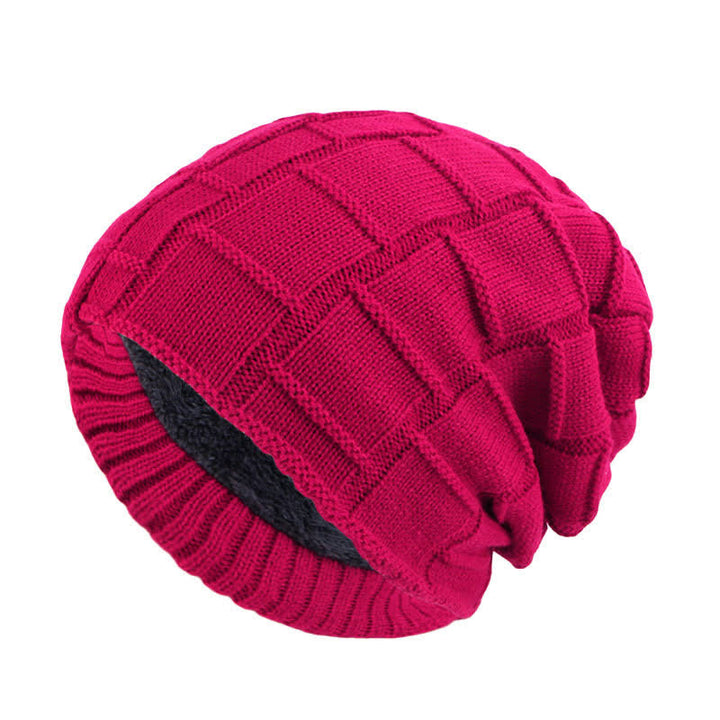 Bonnet tricoté chaud doublé de fourrure
