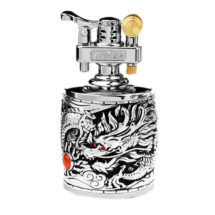 Briquet à huile rechargeable cylindrique rétro Flying Dragon