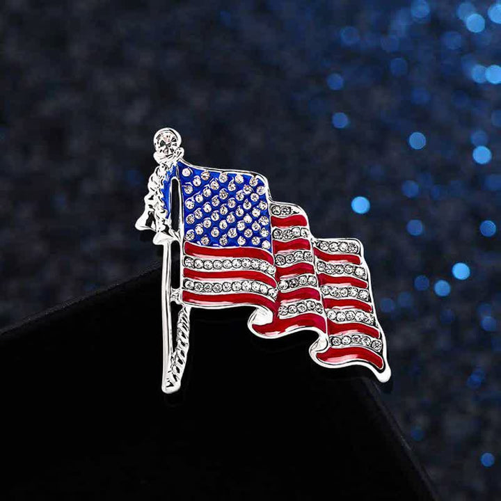 Broche en strass scintillant avec drapeau américain patriotique
