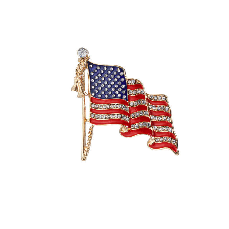 Broche en strass scintillant avec drapeau américain patriotique