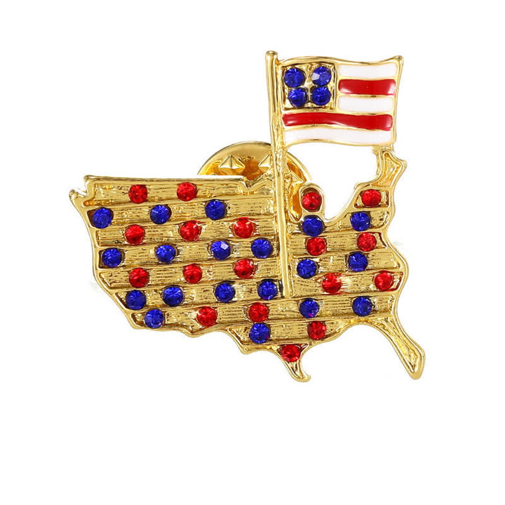 Broche patriotique en strass représentant un aigle et le drapeau américain