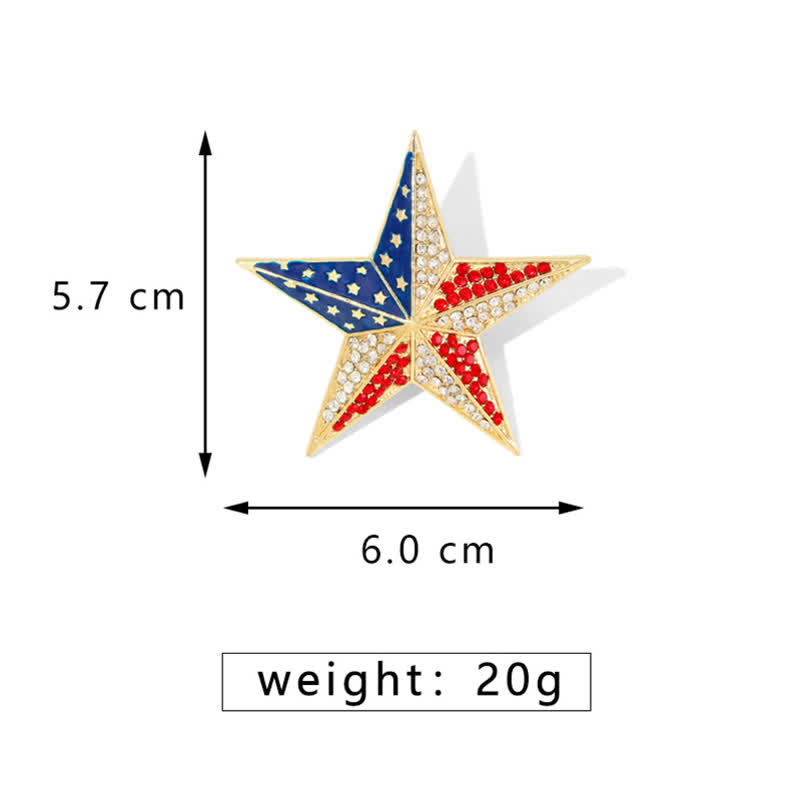Broche patriotique avec drapeau américain et étoile rouge, blanche et bleue