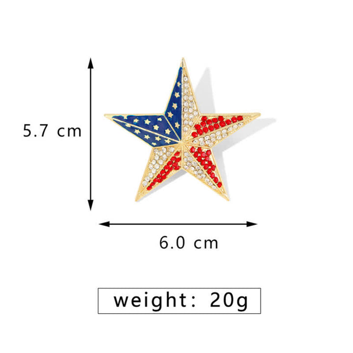 Broche patriotique avec drapeau américain et étoile rouge, blanche et bleue