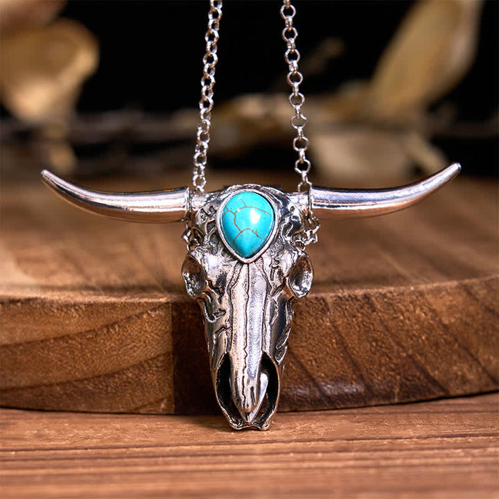 Ensemble de bagues et pendentifs avec boucle de ceinture et couteau caché à motif taureau Longhorn turquoise - image 3