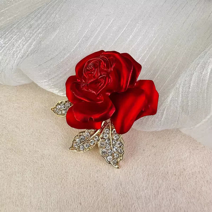 Broche fleur en strass rose rouge bleu