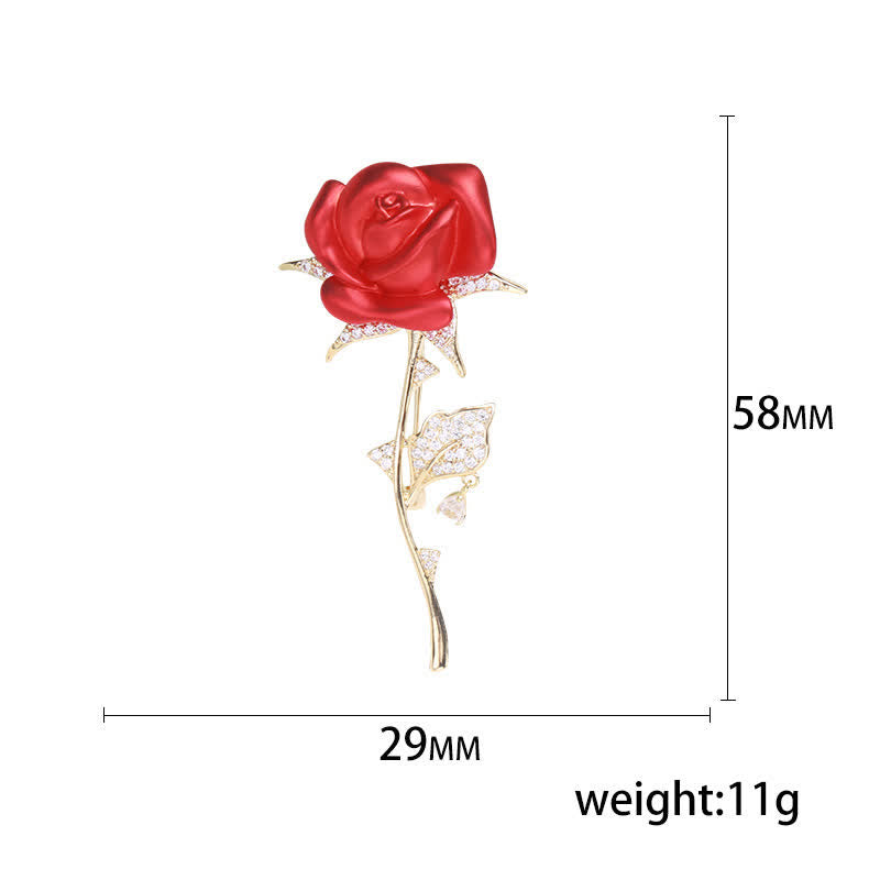 Broche élégante et douce en zircon rose rouge