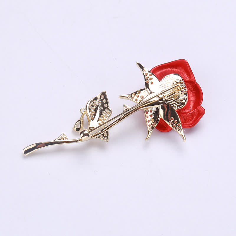 Broche élégante et douce en zircon rose rouge