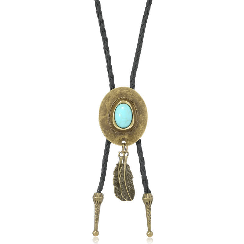 Vintage Bronze Chapeau de Cowboy Forme Pendentif Bolo Cravate - image 3