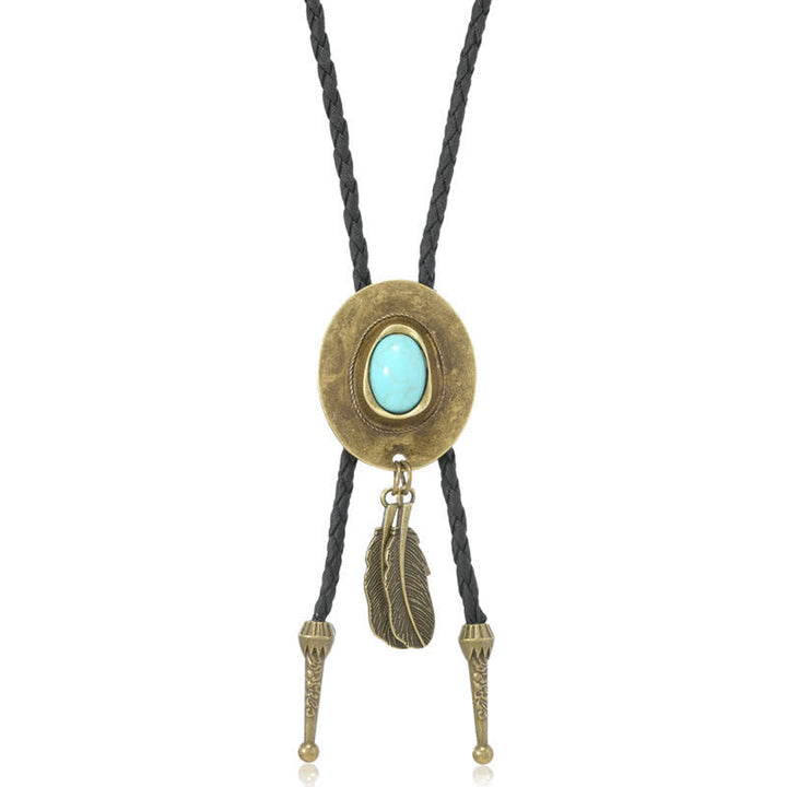 Vintage Bronze Chapeau de Cowboy Forme Pendentif Bolo Cravate - image 3