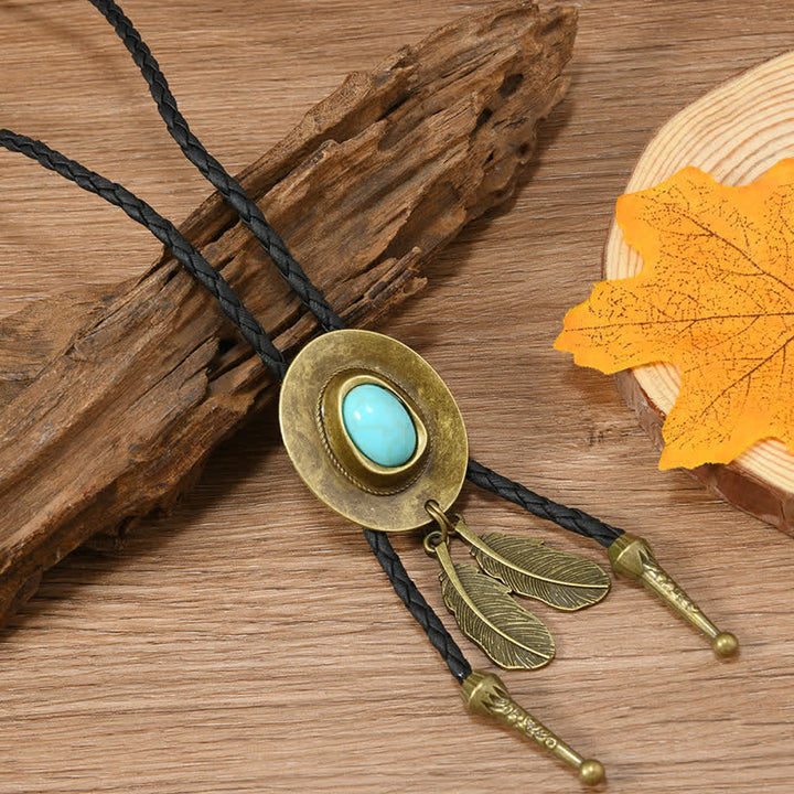 Vintage Bronze Chapeau de Cowboy Forme Pendentif Bolo Cravate - Style #1 - image 1