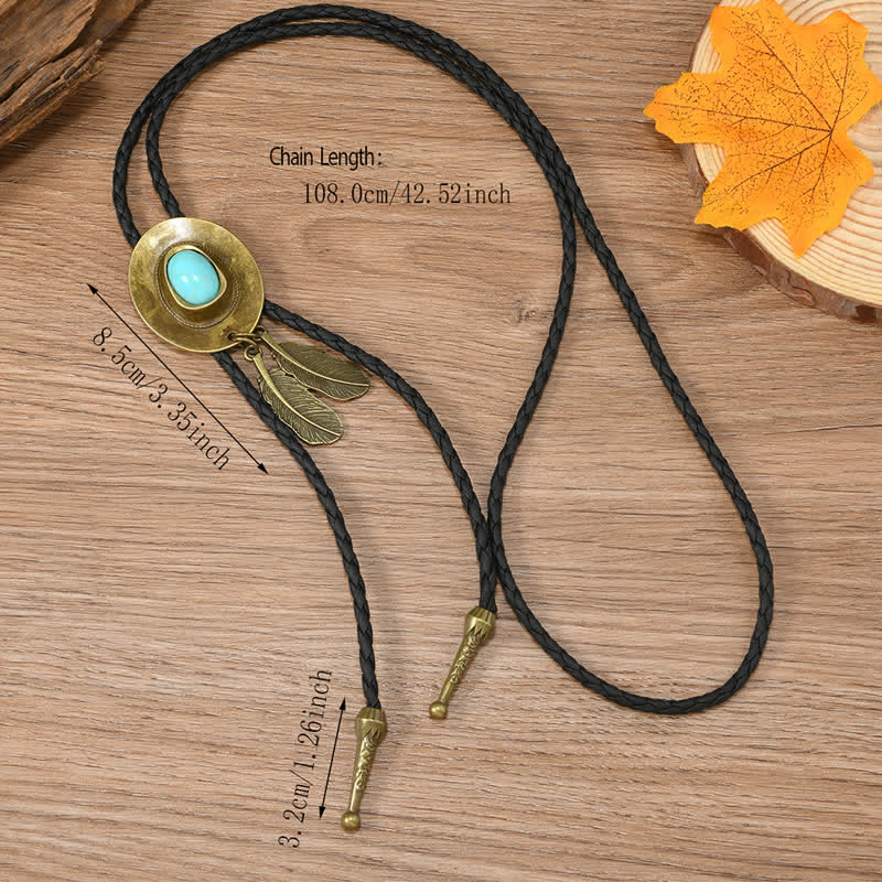 Vintage Bronze Chapeau de Cowboy Forme Pendentif Bolo Cravate - image 2