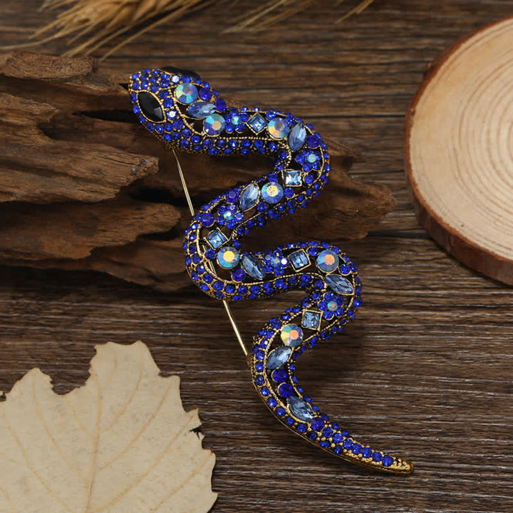 Broche en strass et cristal scintillant motif serpent sauvage