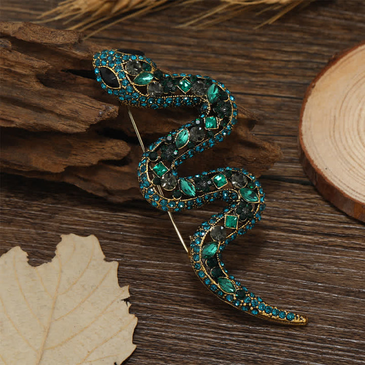 Broche en strass et cristal scintillant motif serpent sauvage