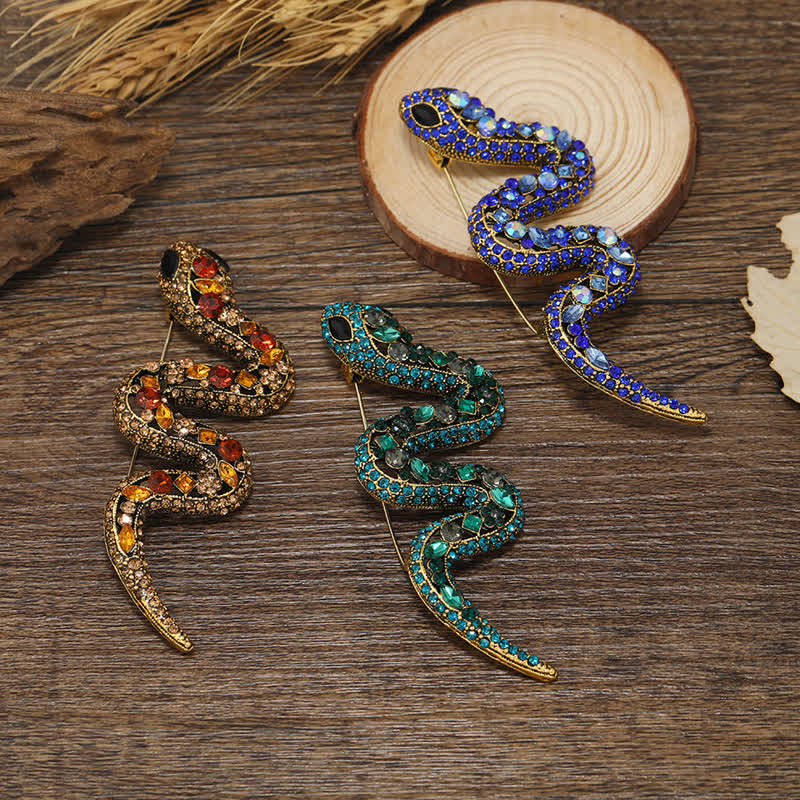 Broche en strass et cristal scintillant motif serpent sauvage