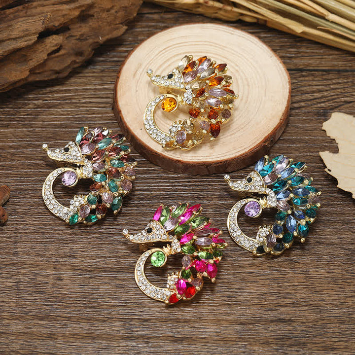 Broche Hérisson en Strass Multicolore