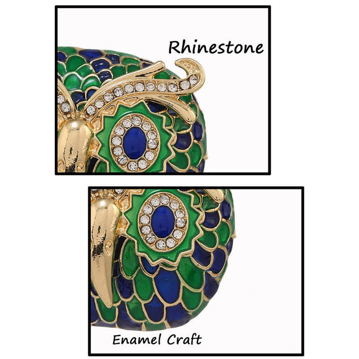 Broche vintage en forme de hibou avec plumes émaillées