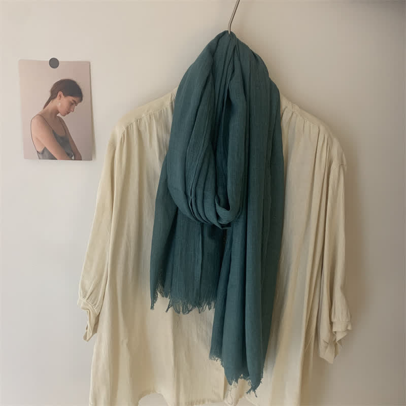 Écharpe fine en coton et lin de couleur unie en voile d'été - image 19