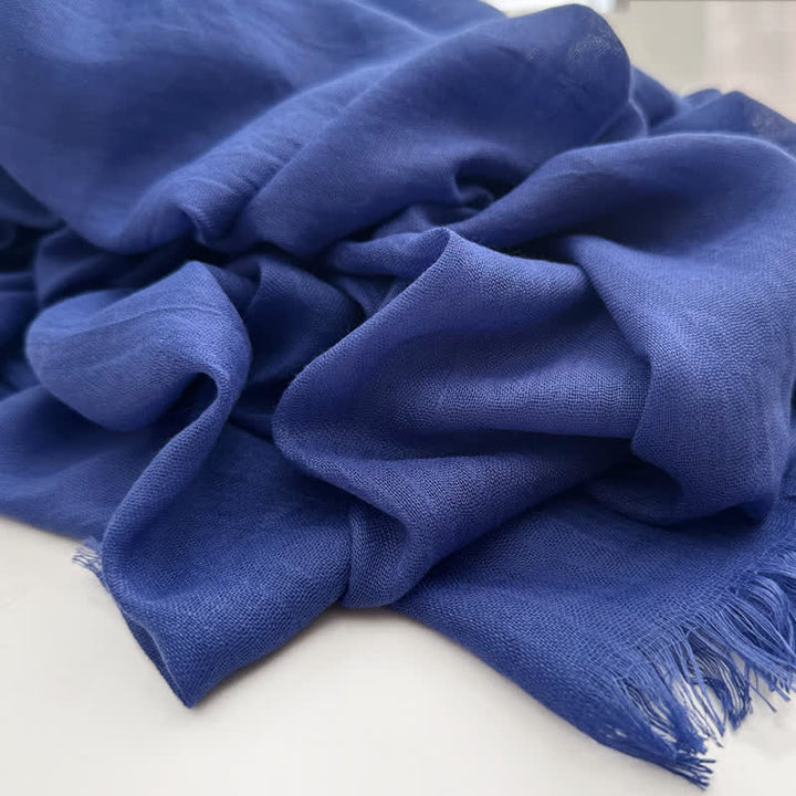Écharpe fine en coton et lin de couleur unie en voile d'été - #14 Royal - image 15