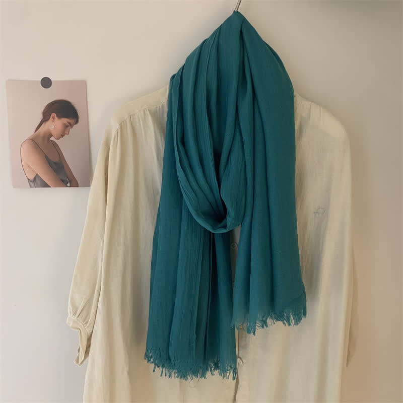 Écharpe fine en coton et lin de couleur unie en voile d'été - image 39