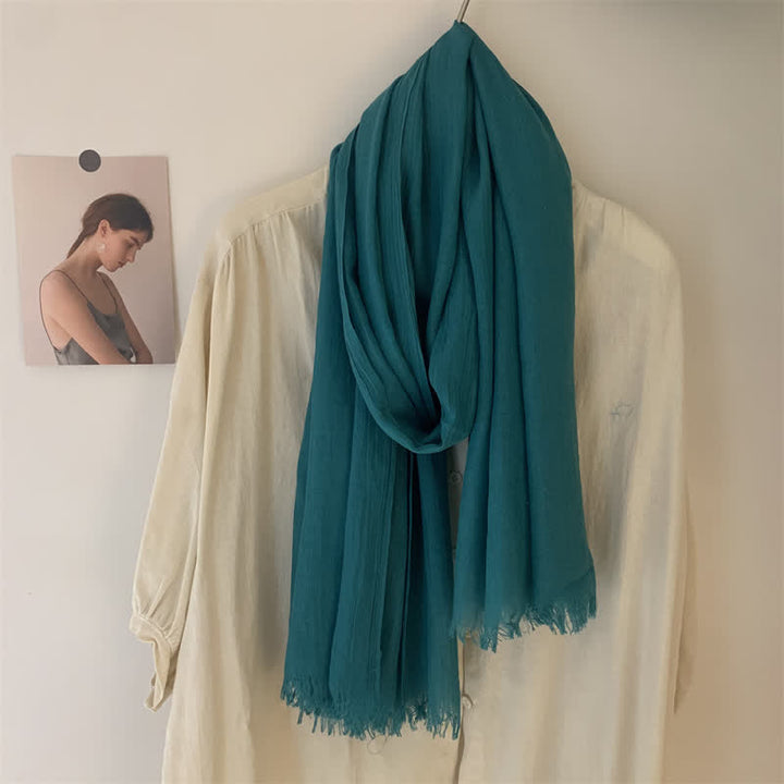 Écharpe fine en coton et lin de couleur unie en voile d'été - image 39