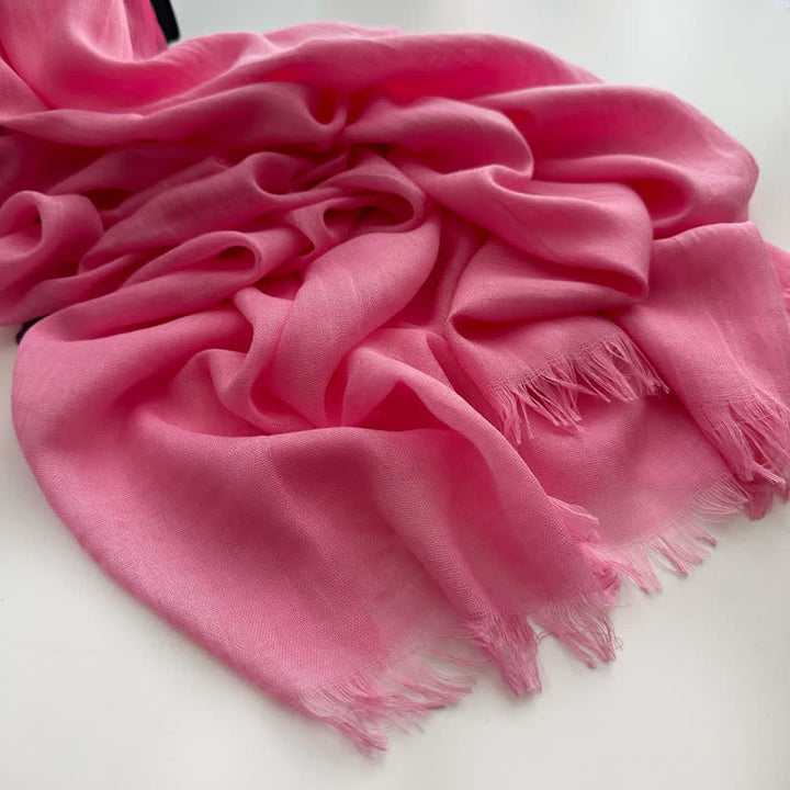 Écharpe fine en coton et lin de couleur unie en voile d'été - #18 Rose - image 21