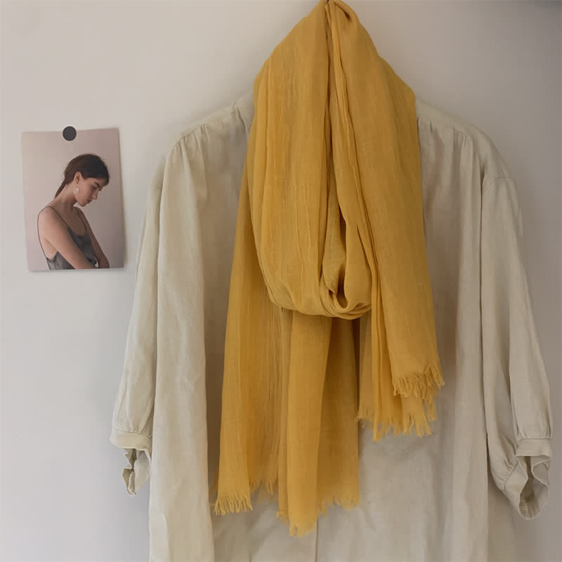 Écharpe fine en coton et lin de couleur unie en voile d'été - image 32