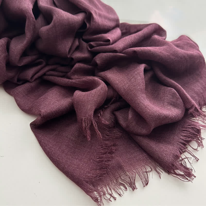 Écharpe fine en coton et lin de couleur unie en voile d'été - #21 Violet foncé - image 24