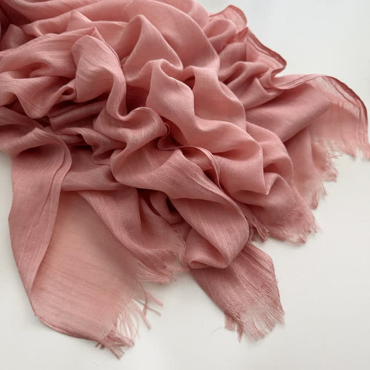 Écharpe fine en coton et lin de couleur unie en voile d'été - #19 Corail clair - image 22