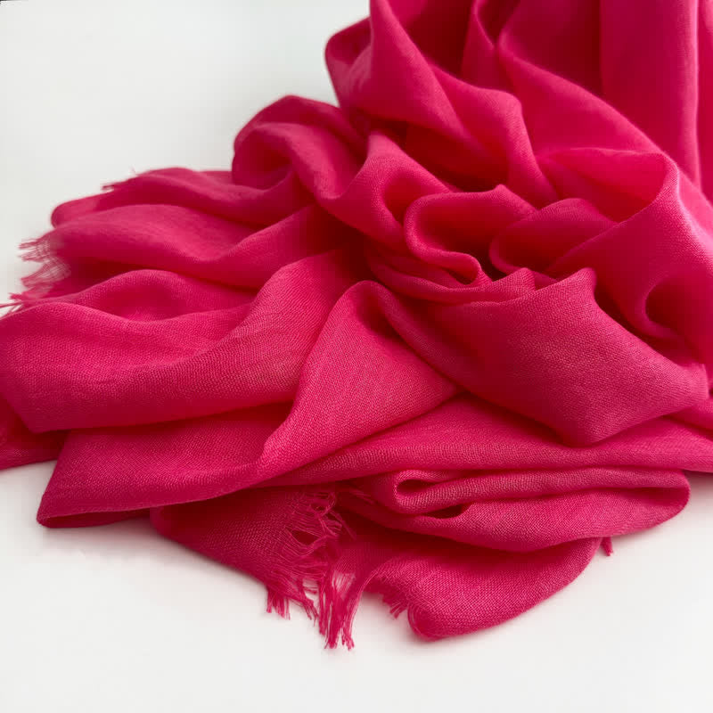 Écharpe fine en coton et lin de couleur unie en voile d'été - #11 Rose foncé - image 12