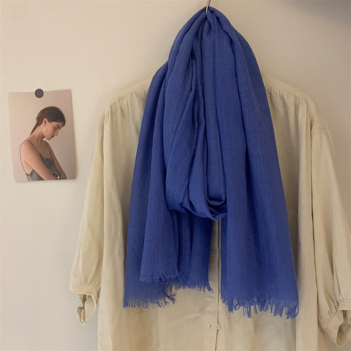Écharpe fine en coton et lin de couleur unie en voile d'été - image 30