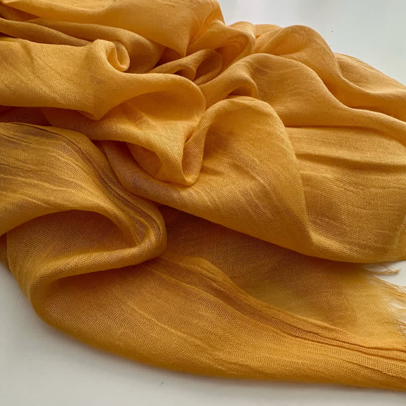 Écharpe fine en coton et lin de couleur unie en voile d'été - #26 Jaune - image 31