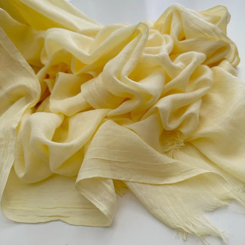 Écharpe fine en coton et lin de couleur unie en voile d'été - #28 Jaune clair - image 35