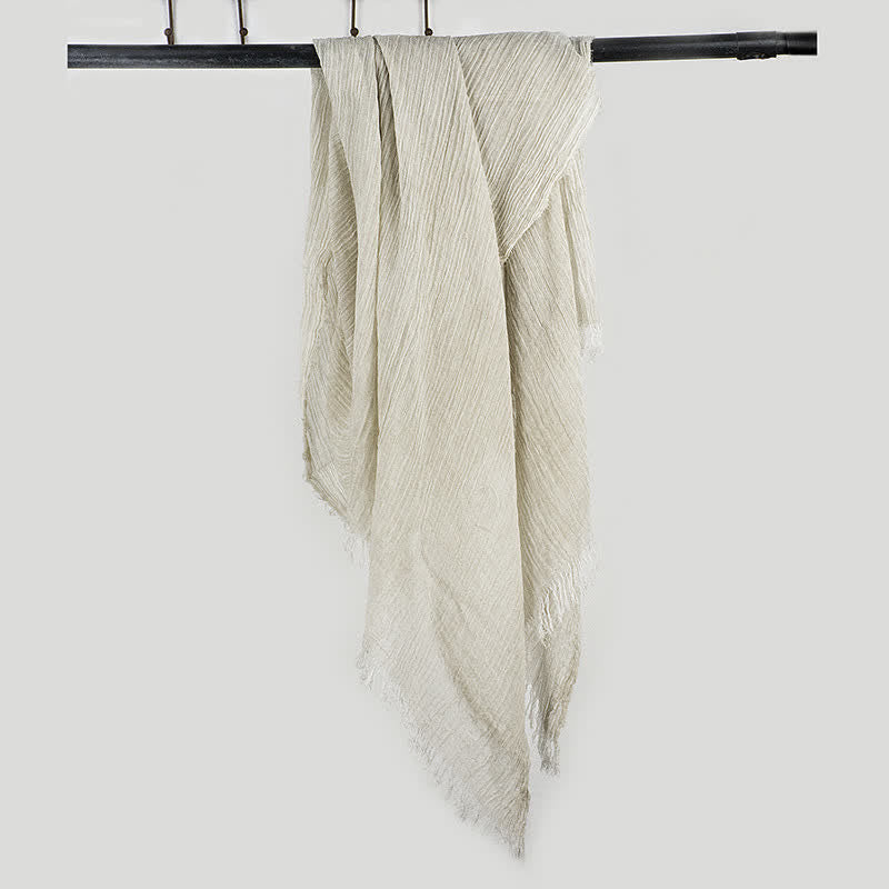 Écharpe fine en coton et lin léger à motif froissé - Ivoire - image 6